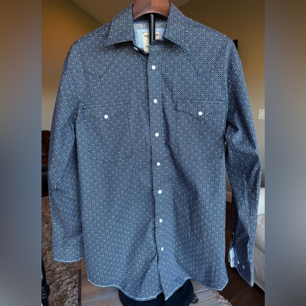 Panhandle SMALL Navy Western Long Sleeve Dress Shirt